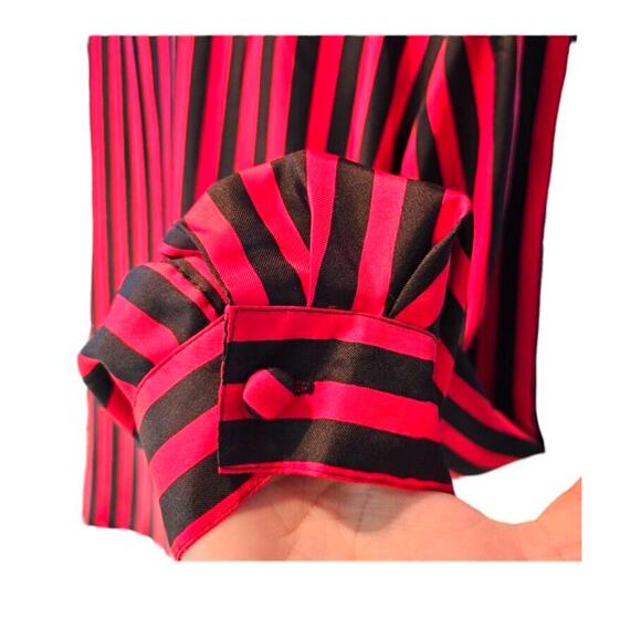 Vintage Boho Red Black Striped Blouse Womans Sz 24W Retro Y2K - Picture 6 of 11